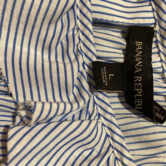 Lightweight Ruffle Navy White Striped Top - Picture 3 of 3